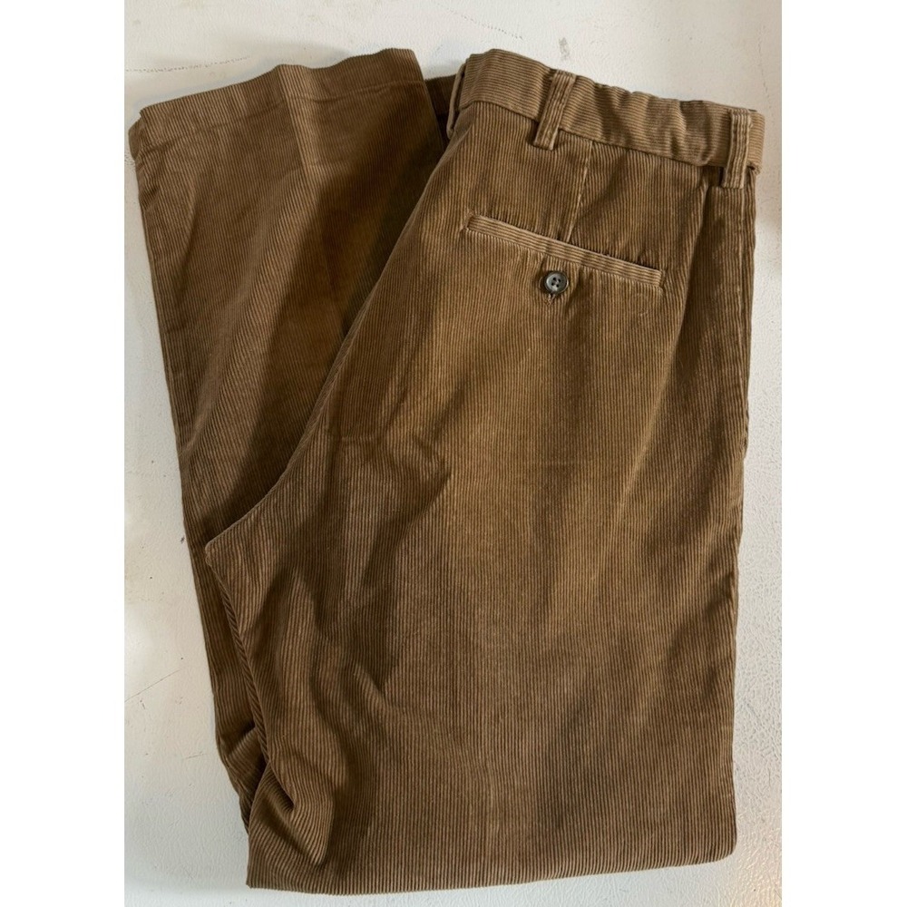 Straight Corduroy Pants Men's 32 x 30 Brown Cotton Stretch‎ Trousers
